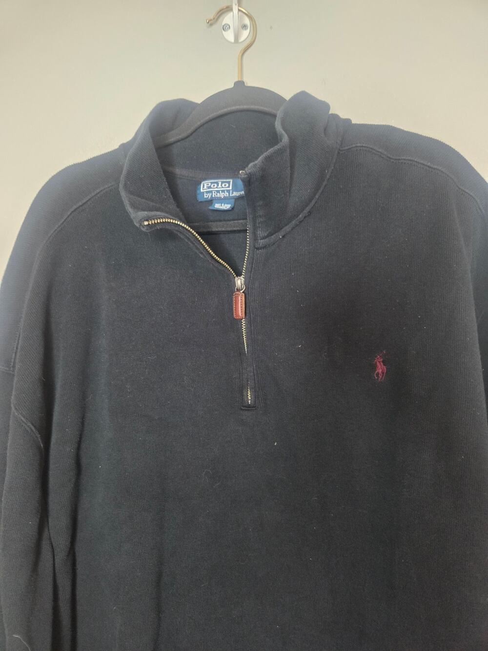 Polo Ralph Lauren Mens 3XB Black 1/4 Zip Long Sleeve Pullover Sweater